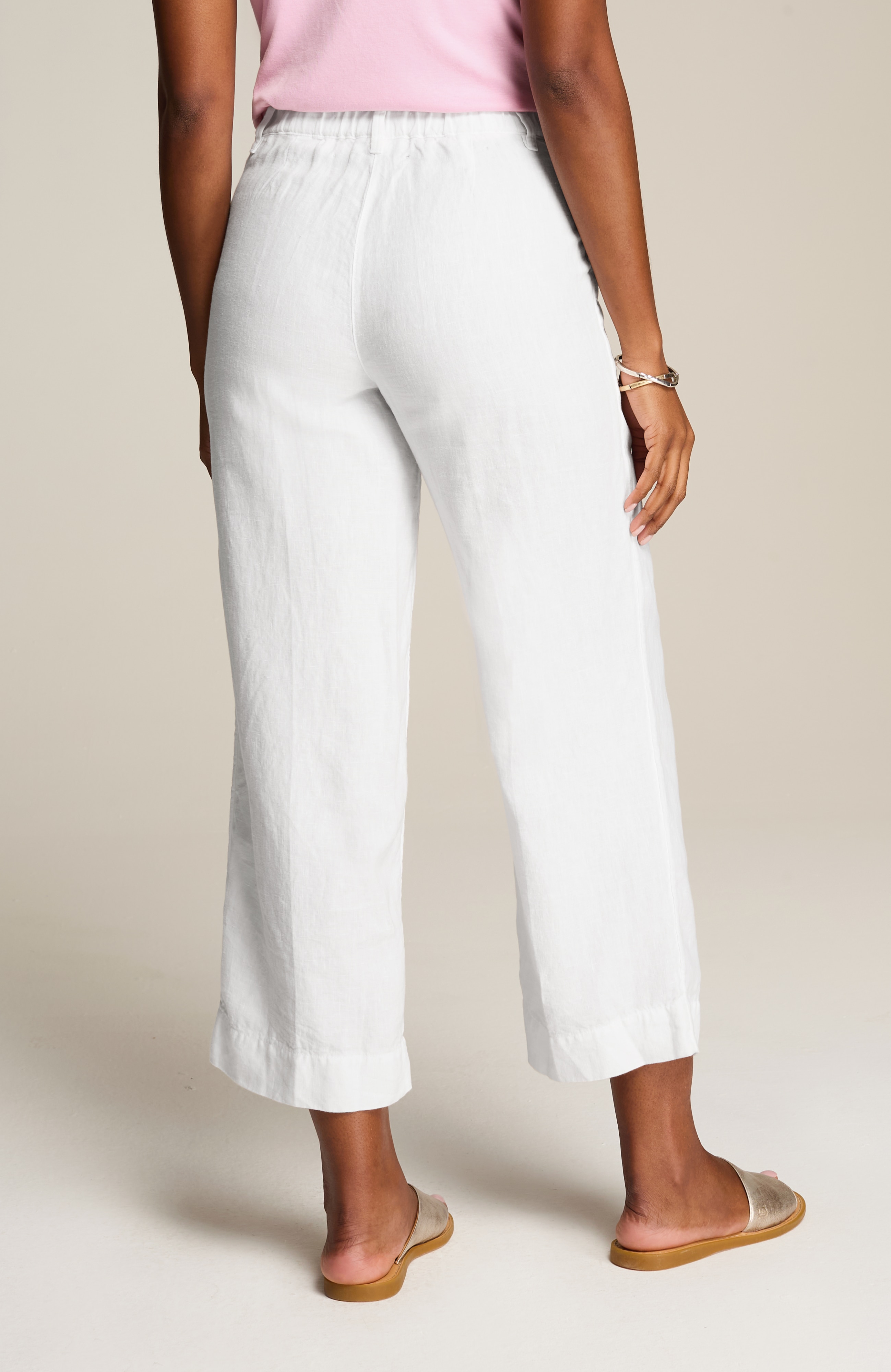 LINEN CREASED-FRONT WIDE-LEG PANTS | JJill