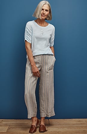 Image for Linen Creased-Front Wide-Leg Pants
