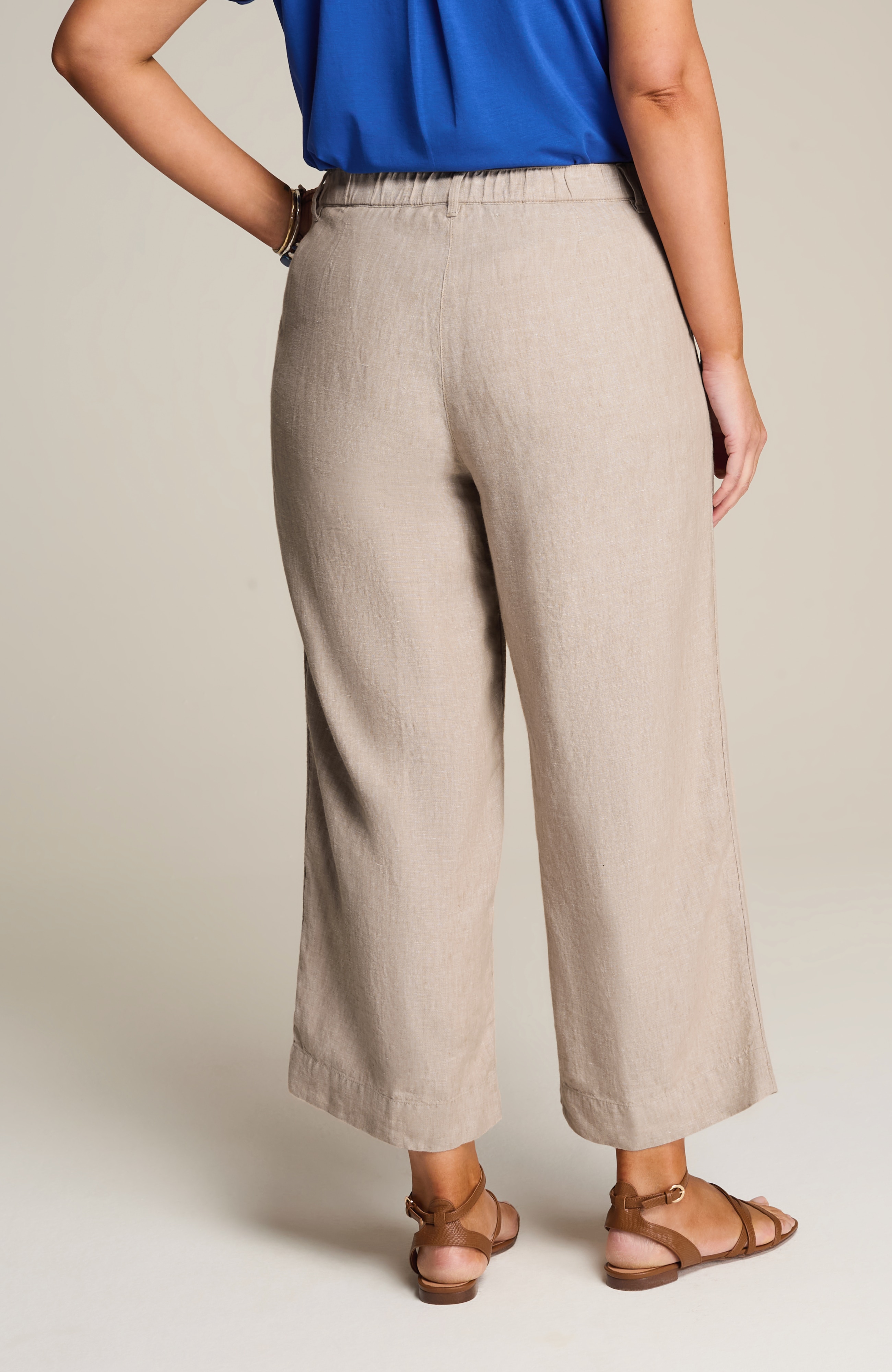 LINEN CREASED-FRONT WIDE-LEG PANTS | JJill