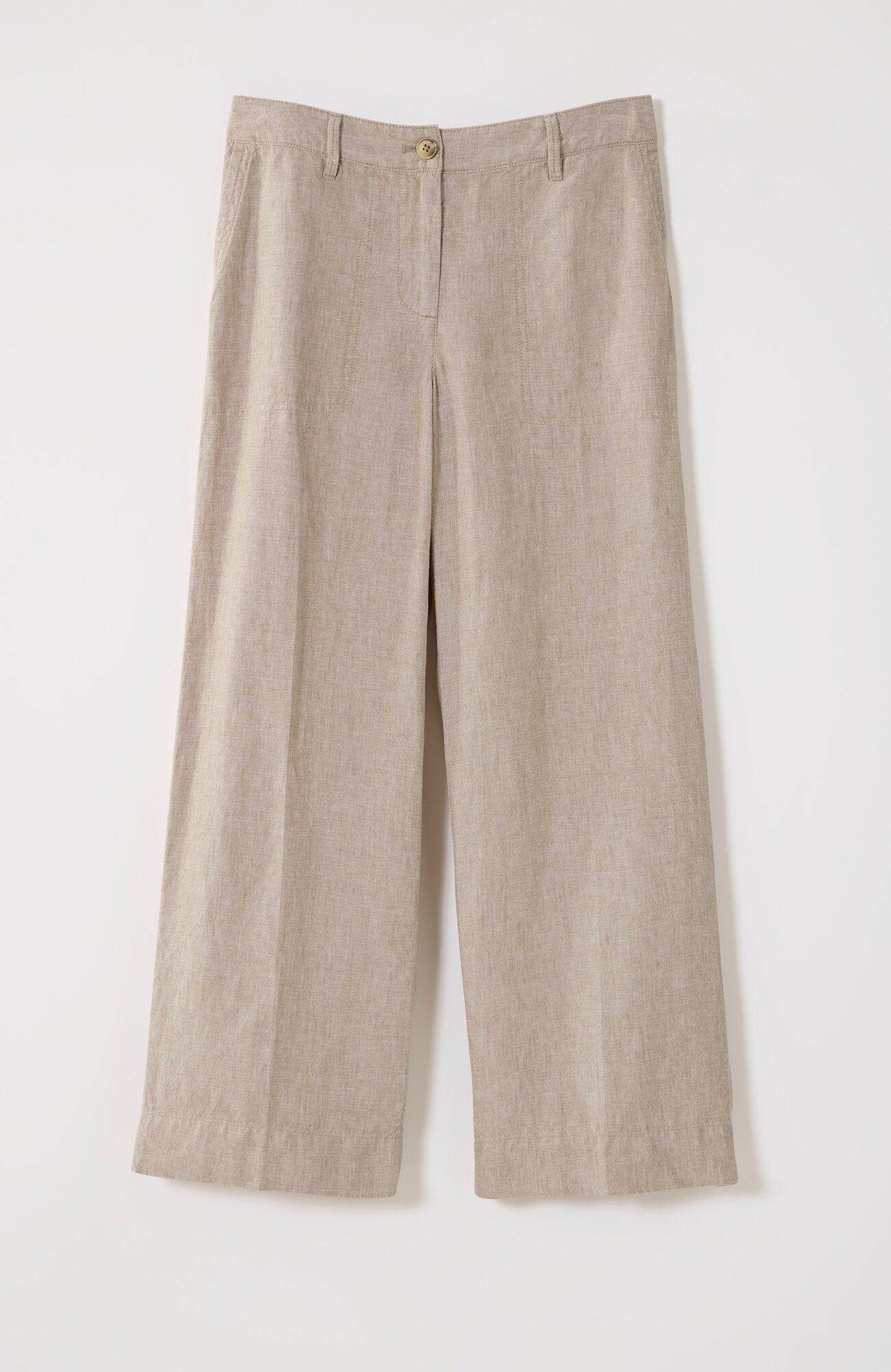 linen creased-front wide-leg pants