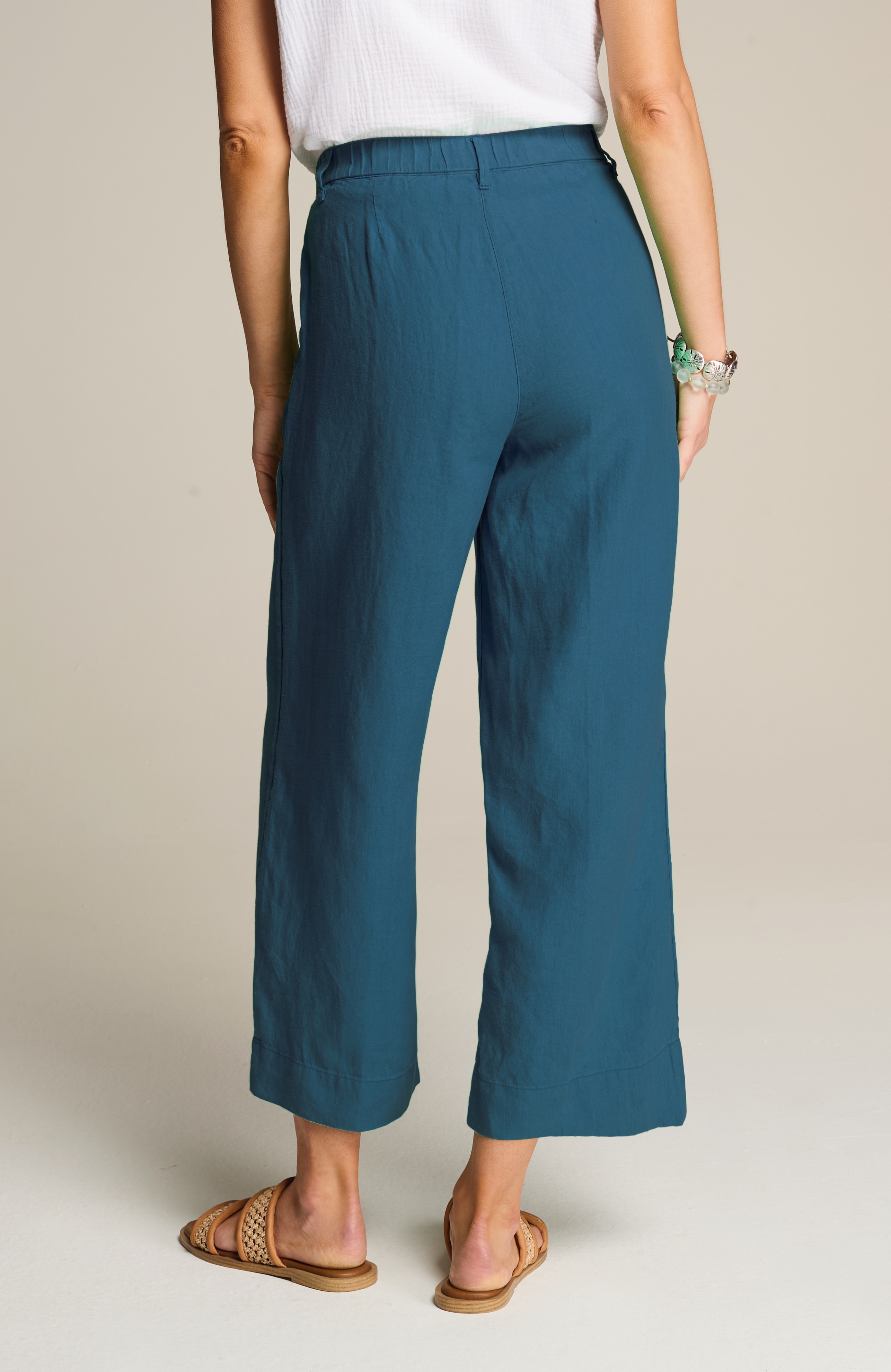 LINEN CREASED-FRONT WIDE-LEG PANTS | JJill