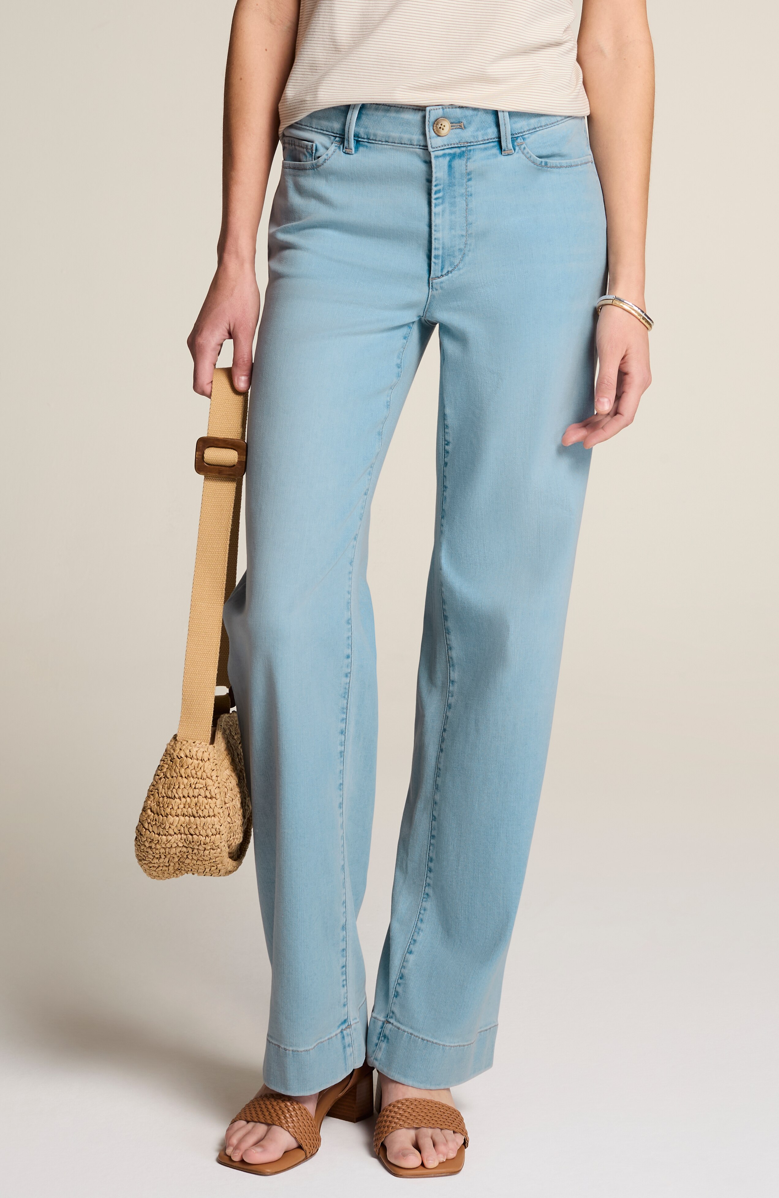 lightweight indigo wide-leg jeans