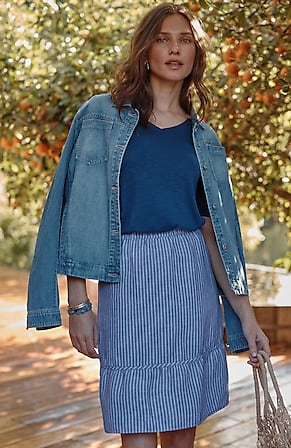 Image for Linen & Rayon Yarn-Dyed Skirt