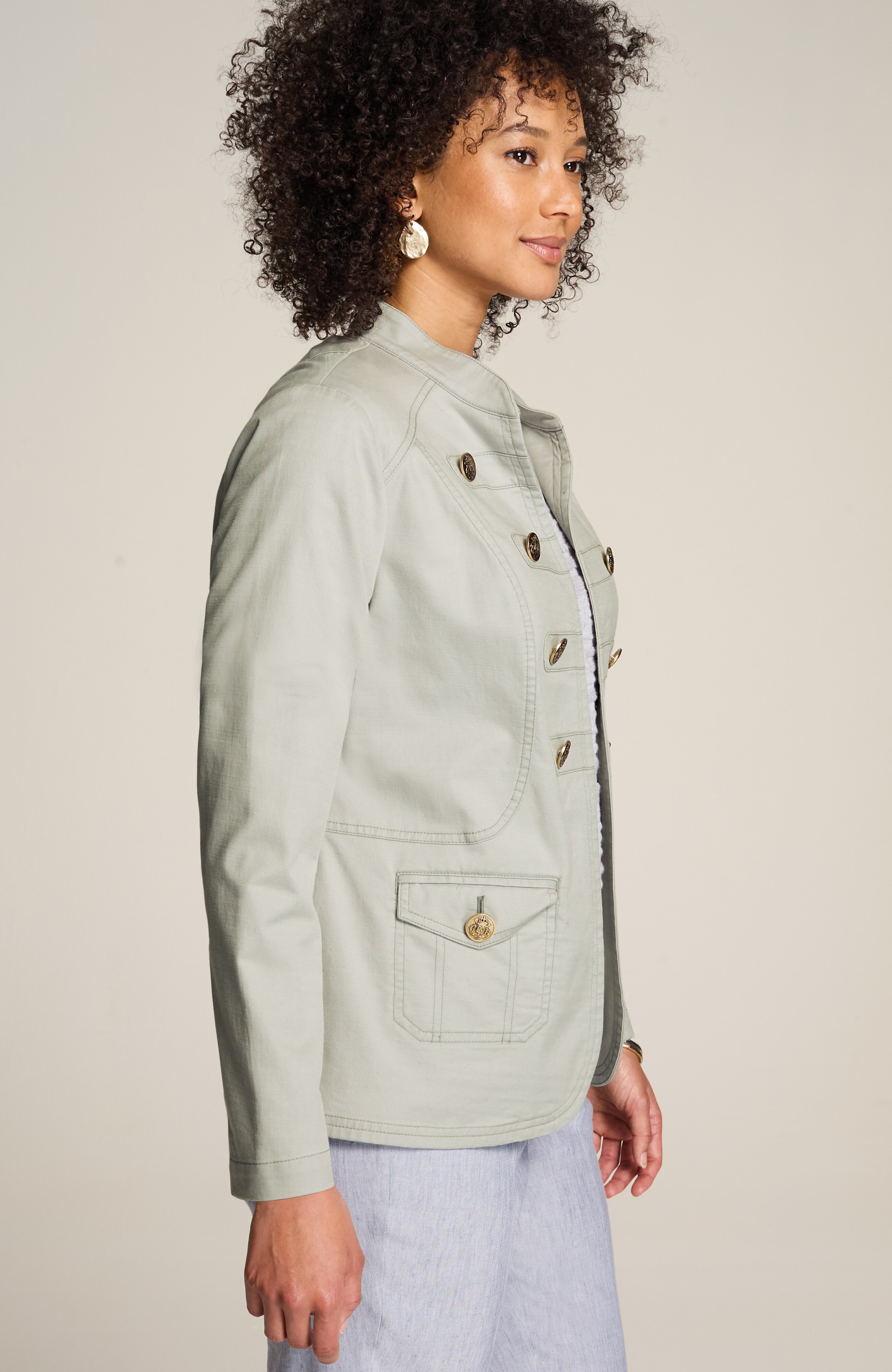 slub chino military jacket