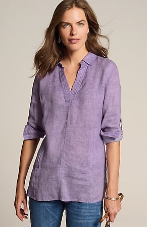 Image for Garment-Dyed Linen Popover Tunic