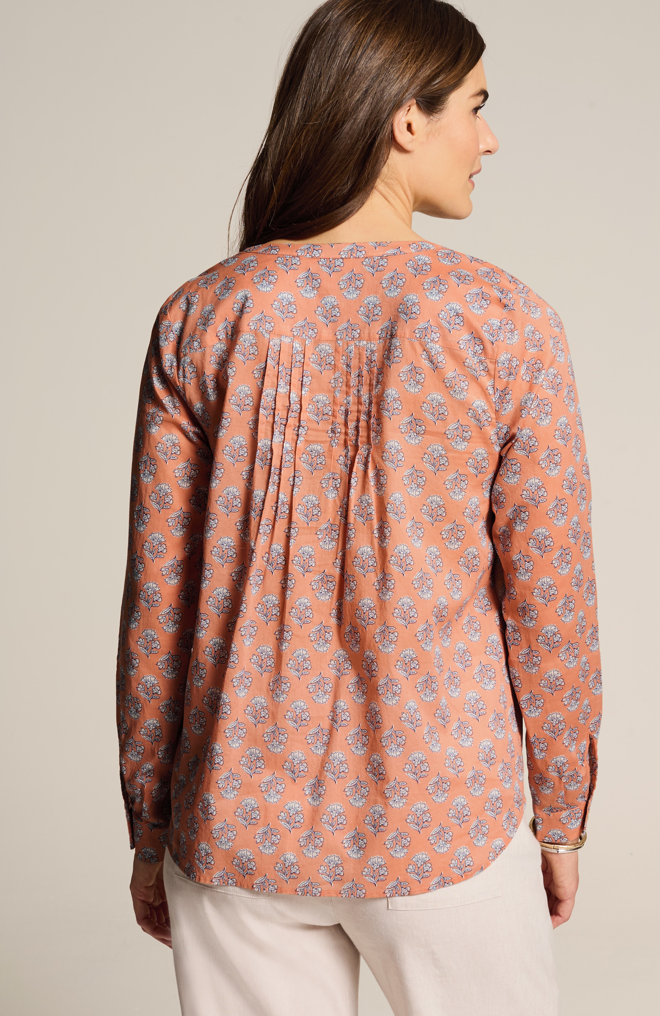 printed cotton voile top