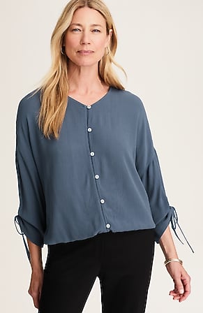 Image for Printed Crinkle-Textured Top