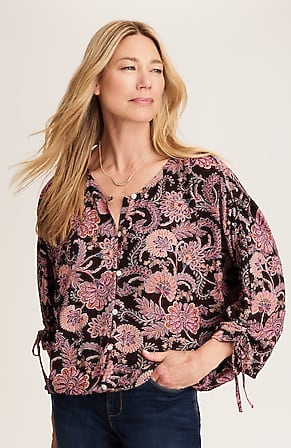 Image for Printed Crinkle-Textured Top