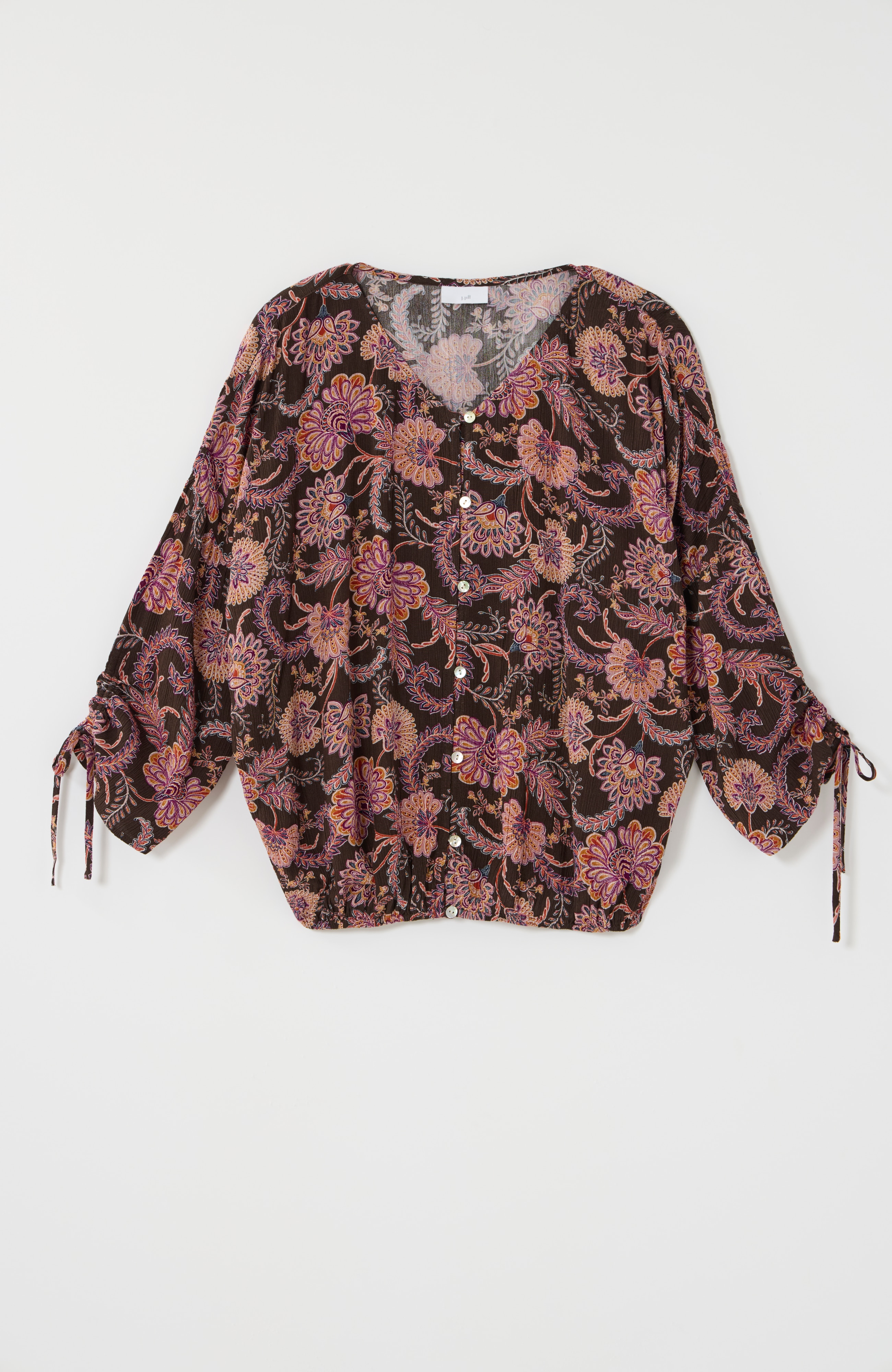 printed crinkle-textured top