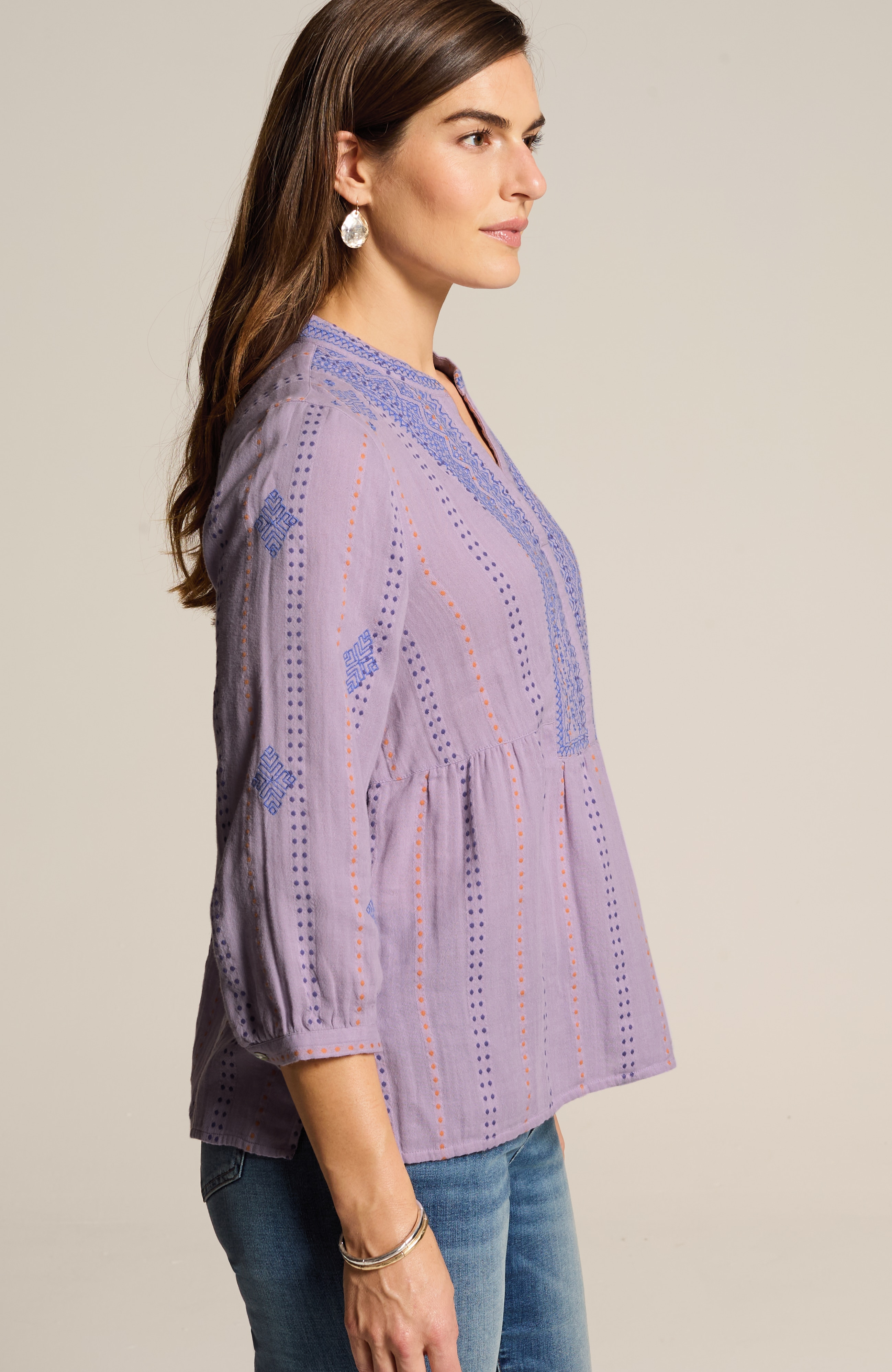 cotton-gauze embroidered popover