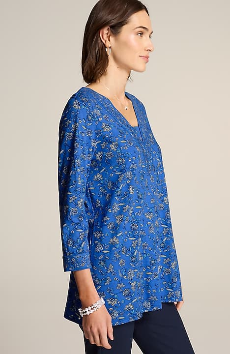 border-printed v-neck tunic