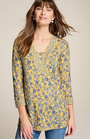Image for Border-Printed V-Neck Tunic