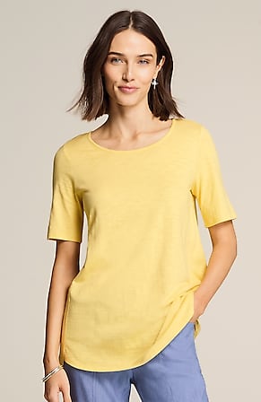 Image for Cotton-Blend Elbow-Sleeve Tunic