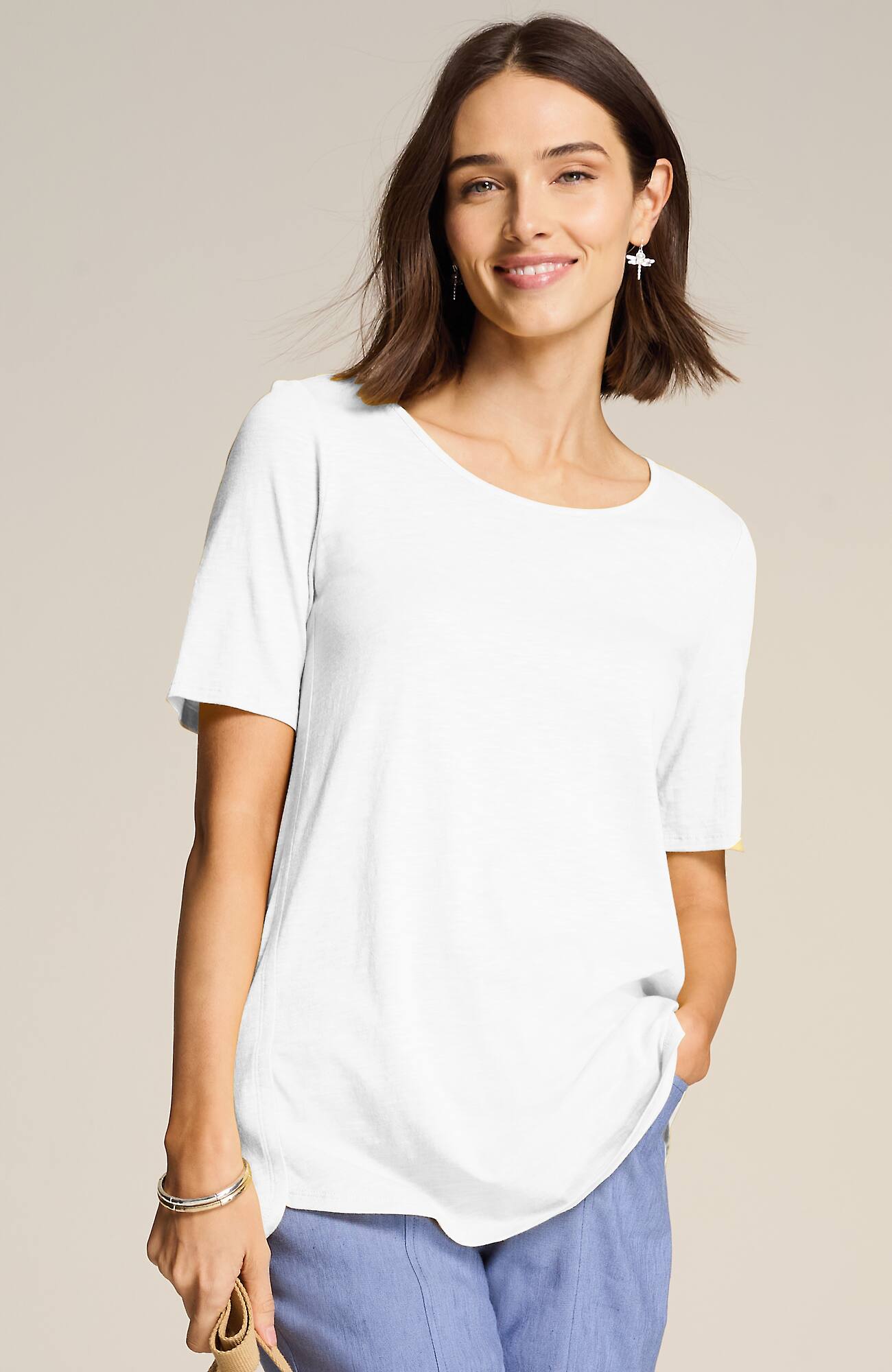 JJILL J.JILL COTTON-BLEND ELBOW-SLEEVE TUNIC