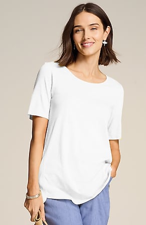 Image for Cotton-Blend Elbow-Sleeve Tunic