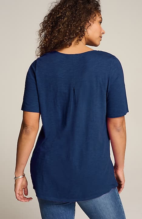 cotton-blend elbow-sleeve tunic