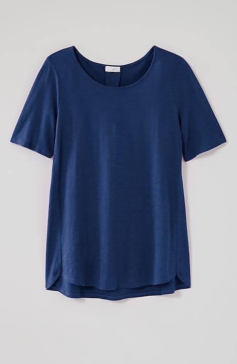 cotton-blend elbow-sleeve tunic