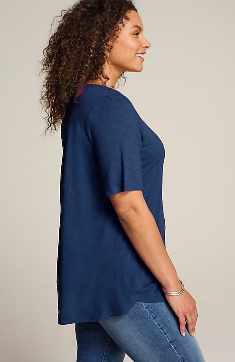 cotton-blend elbow-sleeve tunic