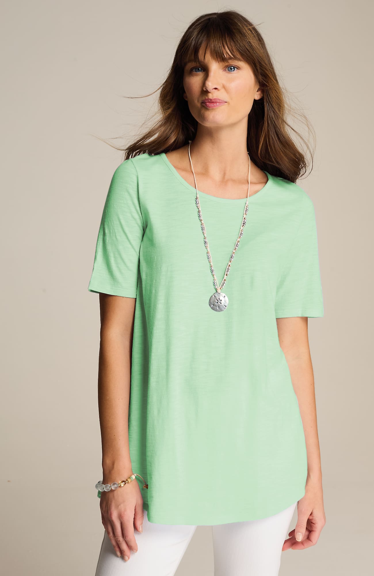 JJILL J.JILL COTTON-BLEND ELBOW-SLEEVE TUNIC