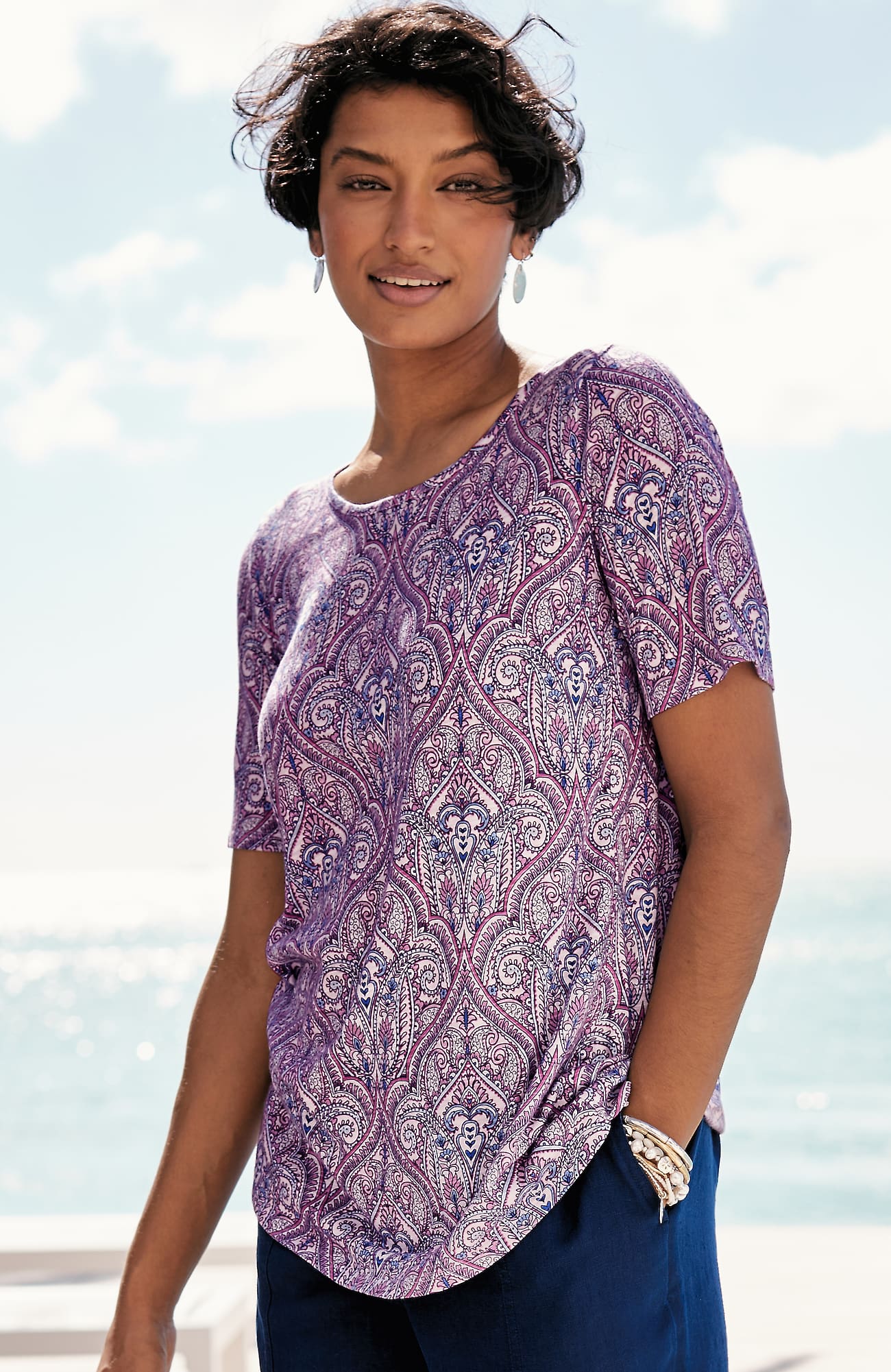 Jjill J.jill Cotton-blend Elbow-sleeve Tunic