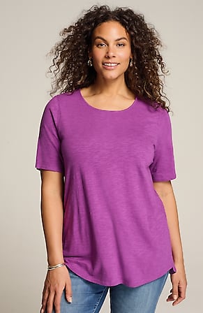 Image for Cotton-Blend Elbow-Sleeve Tunic