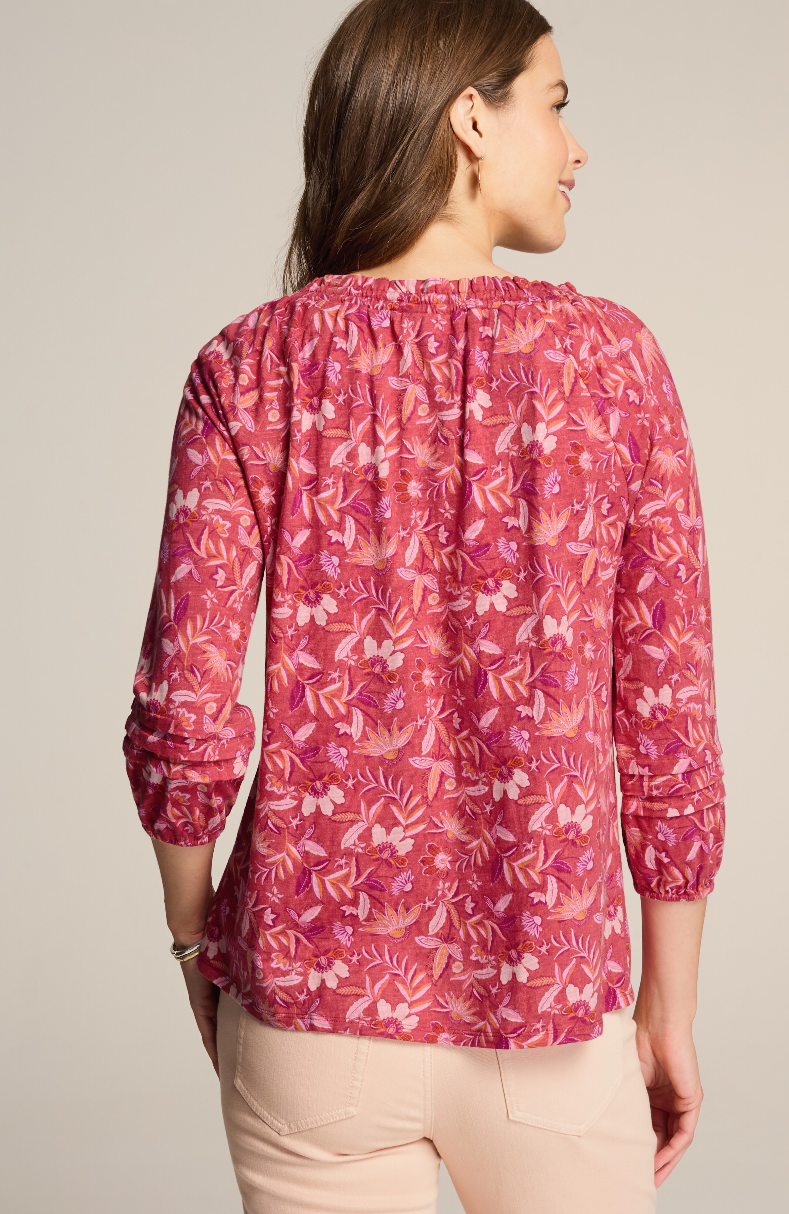 printed convertible-shoulder top