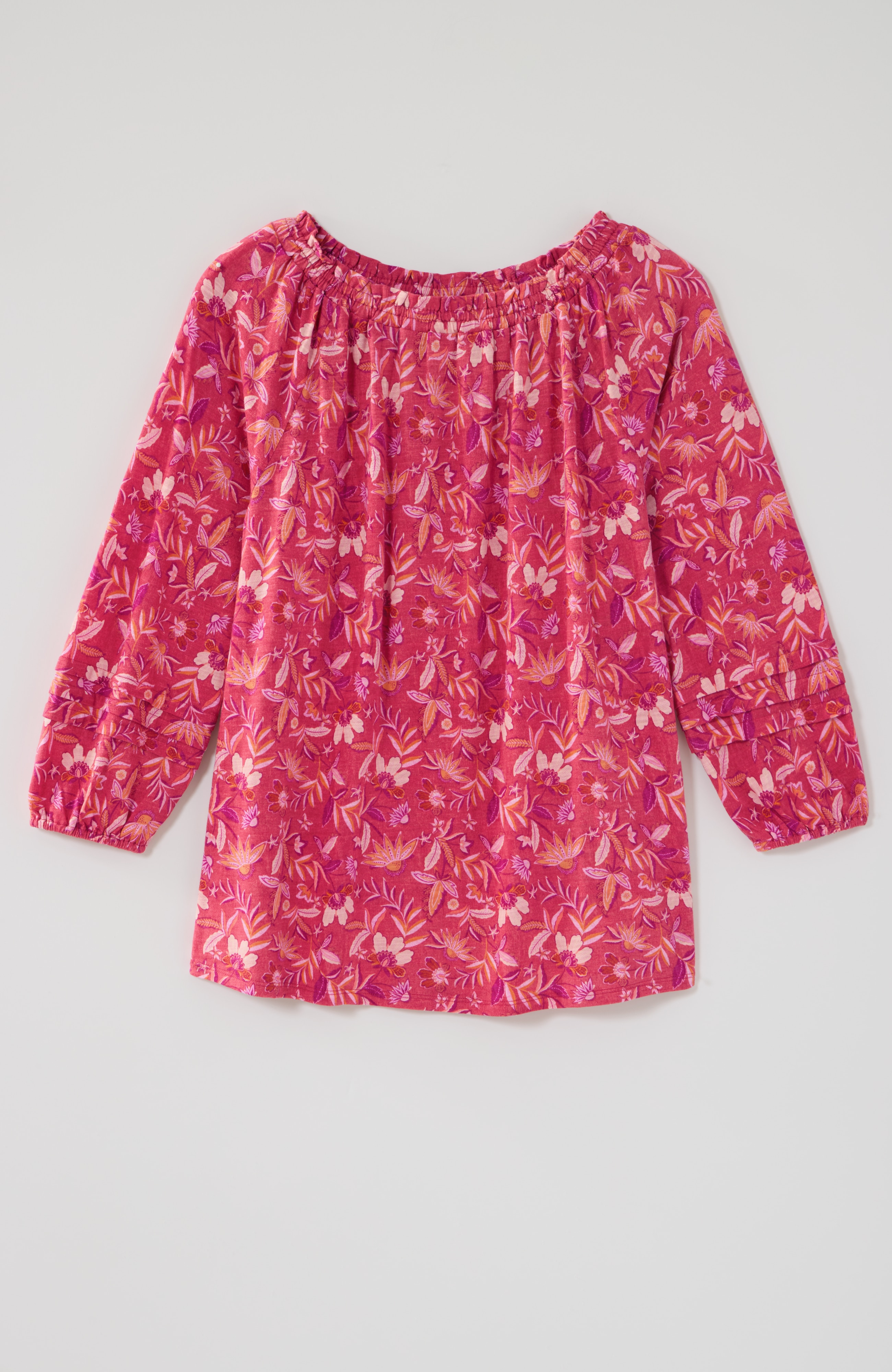 printed convertible-shoulder top