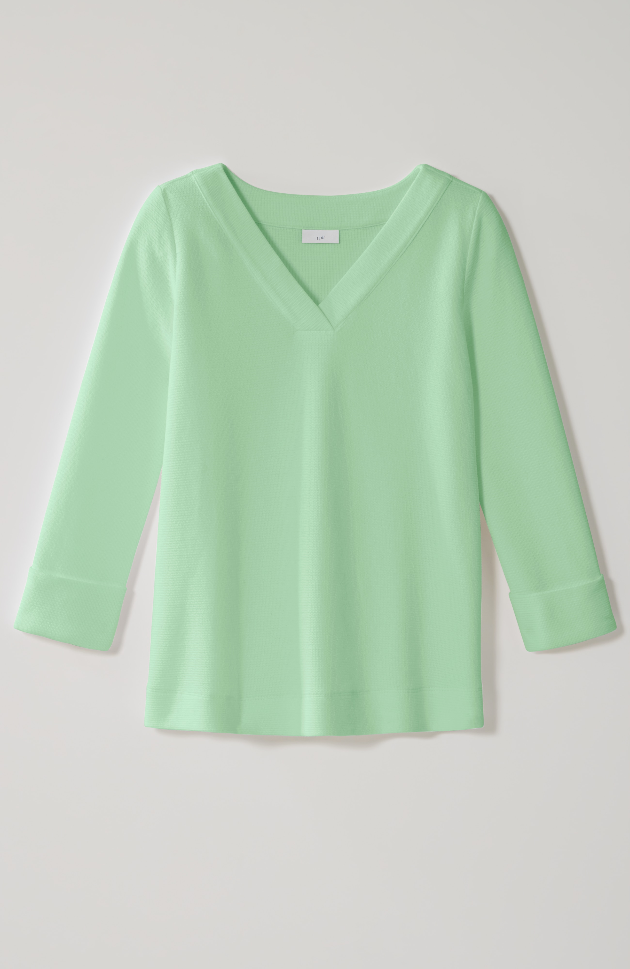 ottoman-knit rolled-cuff top