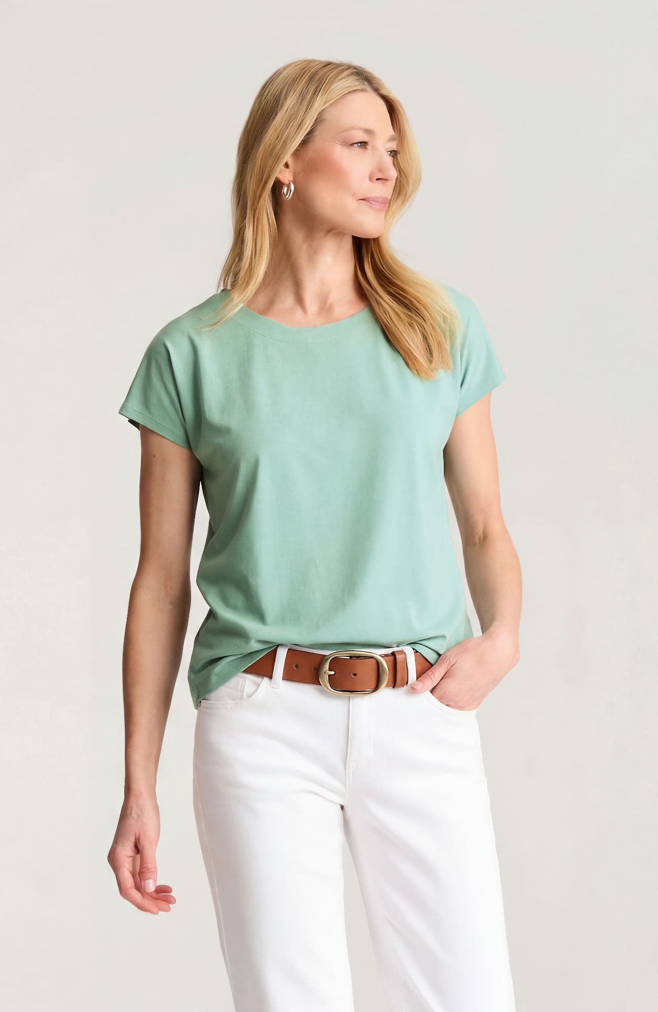 Jjill Tall Luxe Supima Scoop-neck Tee Shirt In Lucite