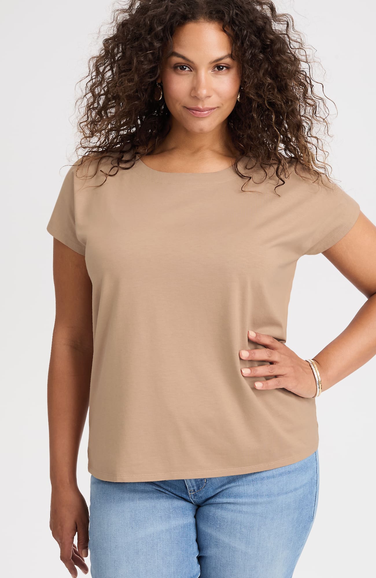 Jjill J.jill Luxe Supima® Scoop-neck Tee In Sand
