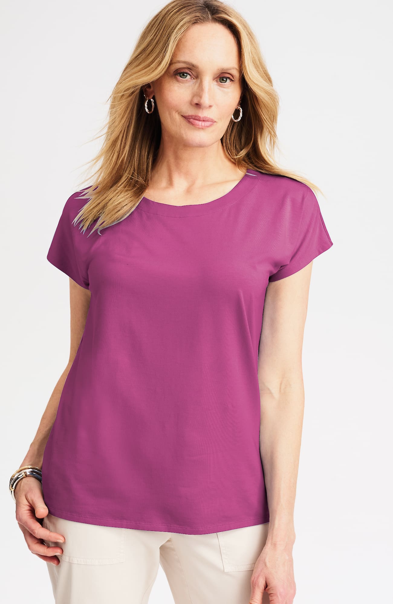 Jjill J.jill Luxe Supima® Scoop-neck Tee In Purple