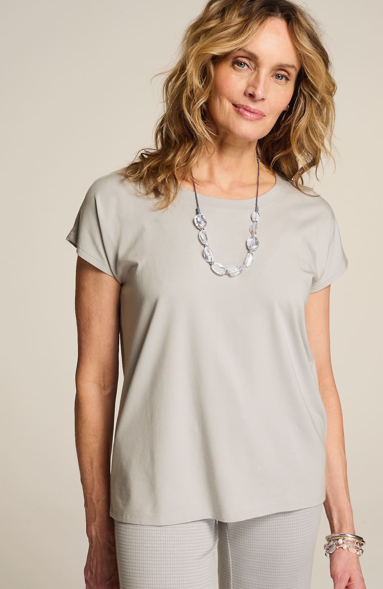 Jjill J.jill Luxe Supima® Scoop-neck Tee In Zinc