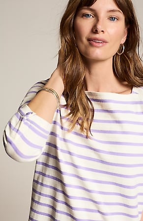 Image for Striped Buttoned-Cuff Tee
