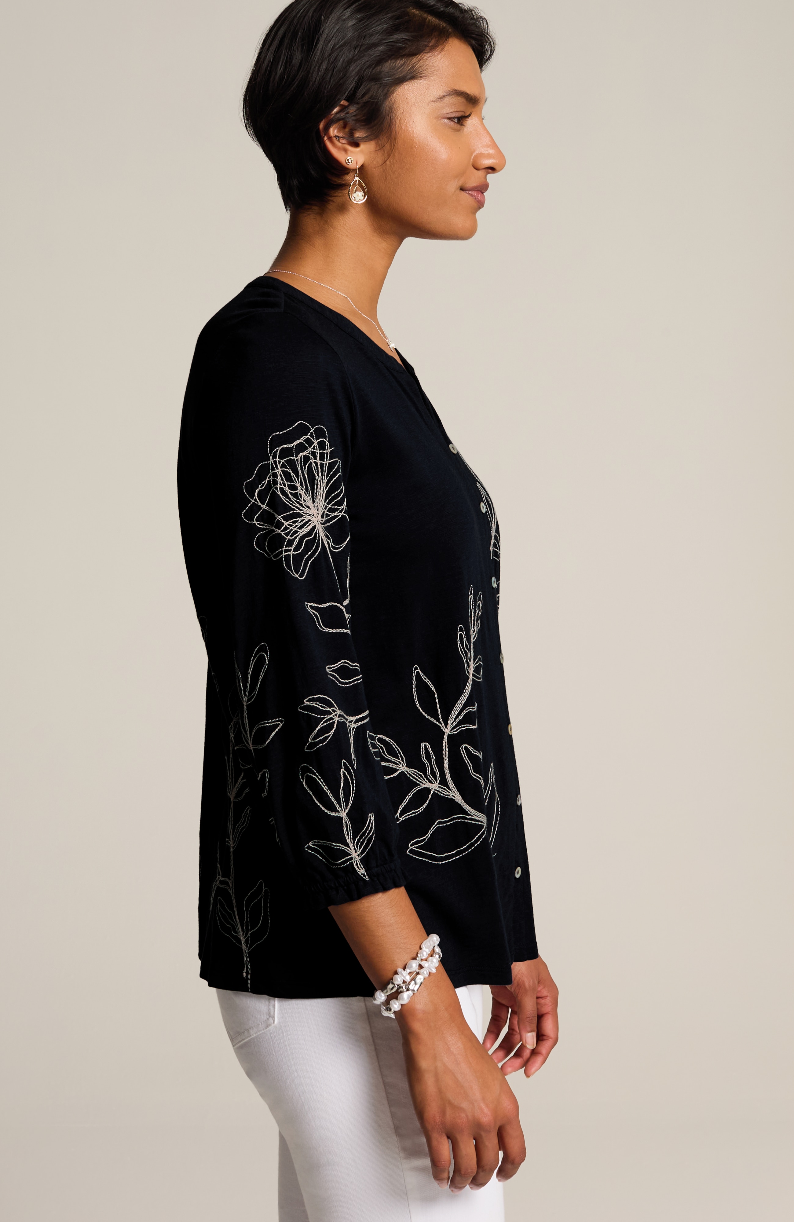 STENCIL-EMBROIDERED TOP | JJill