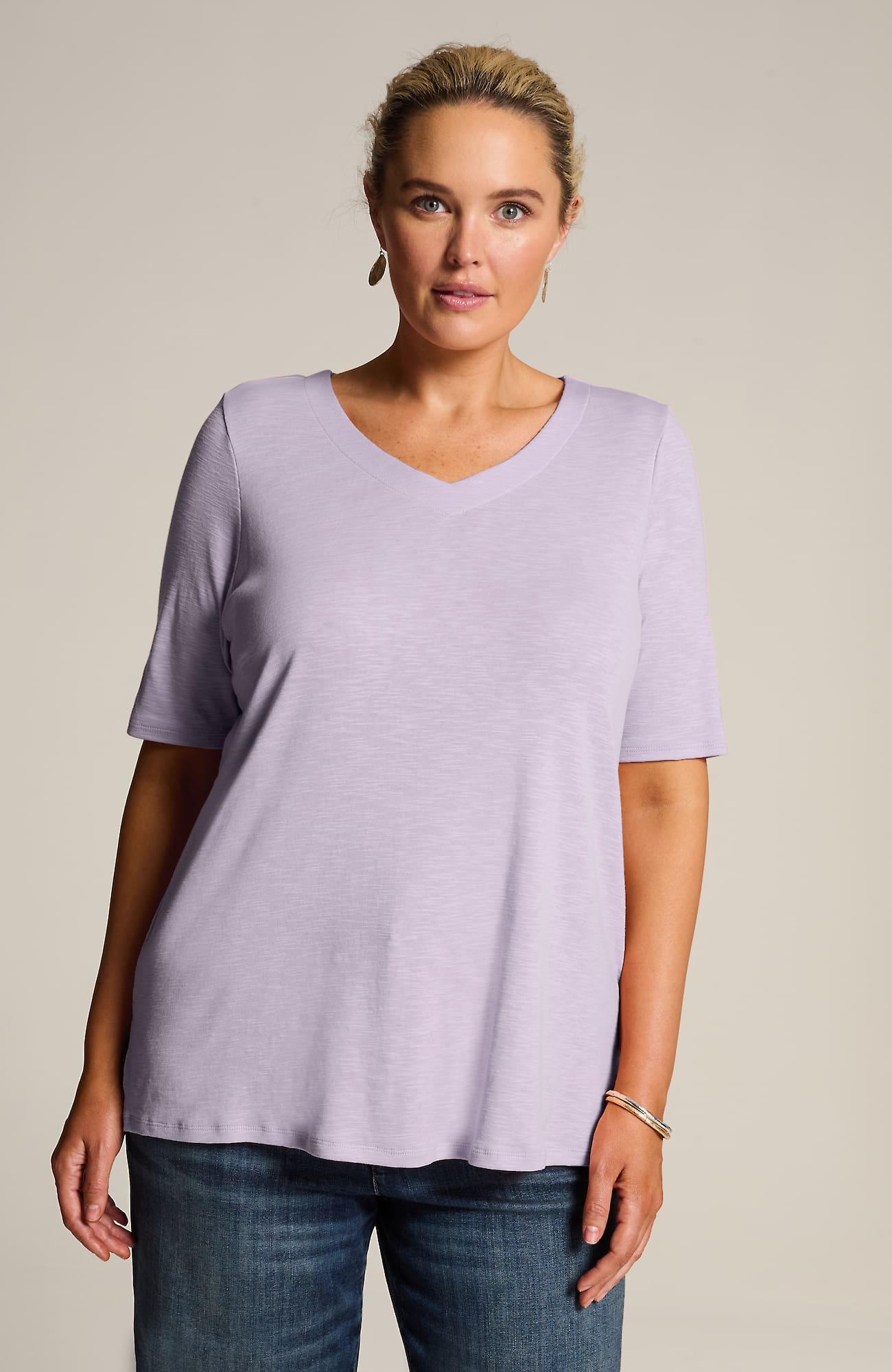 Jjill J.jill Pima-slub Elbow-sleeve Tee In Lilac