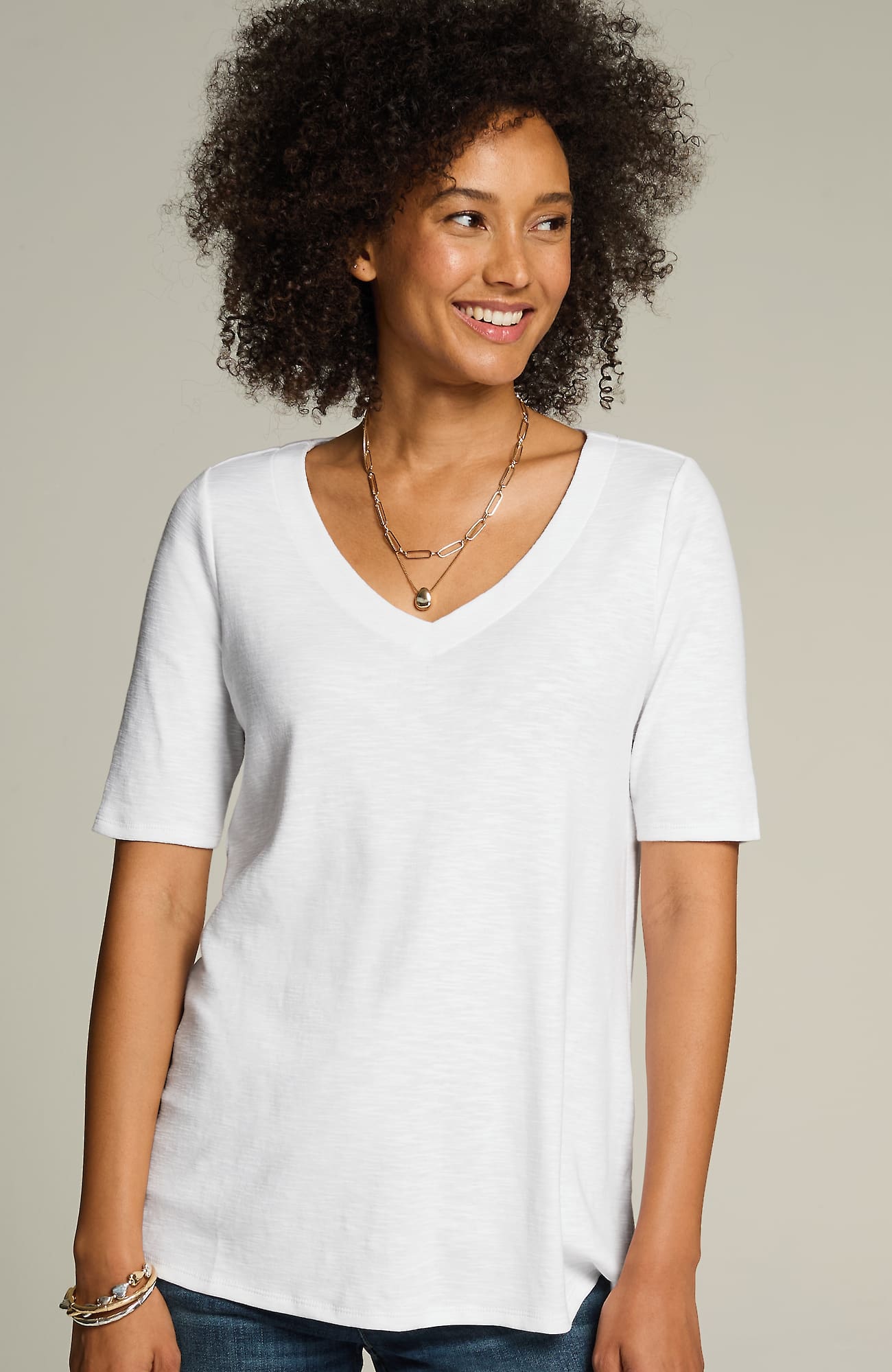 Jjill J.jill Pima-slub Elbow-sleeve Tee In White