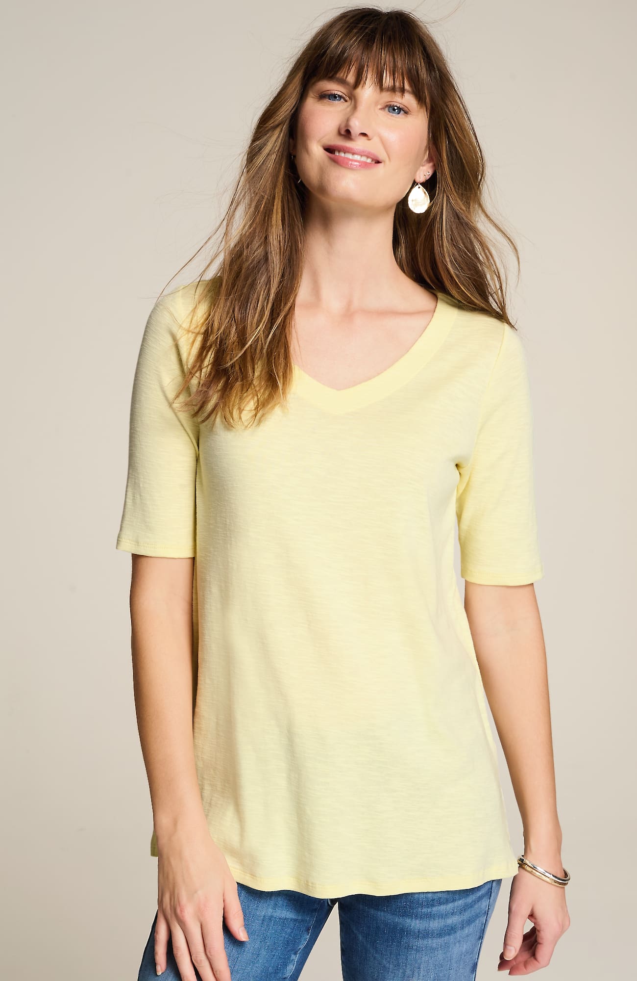 Jjill J.jill Pima-slub Elbow-sleeve Tee In Sunlight
