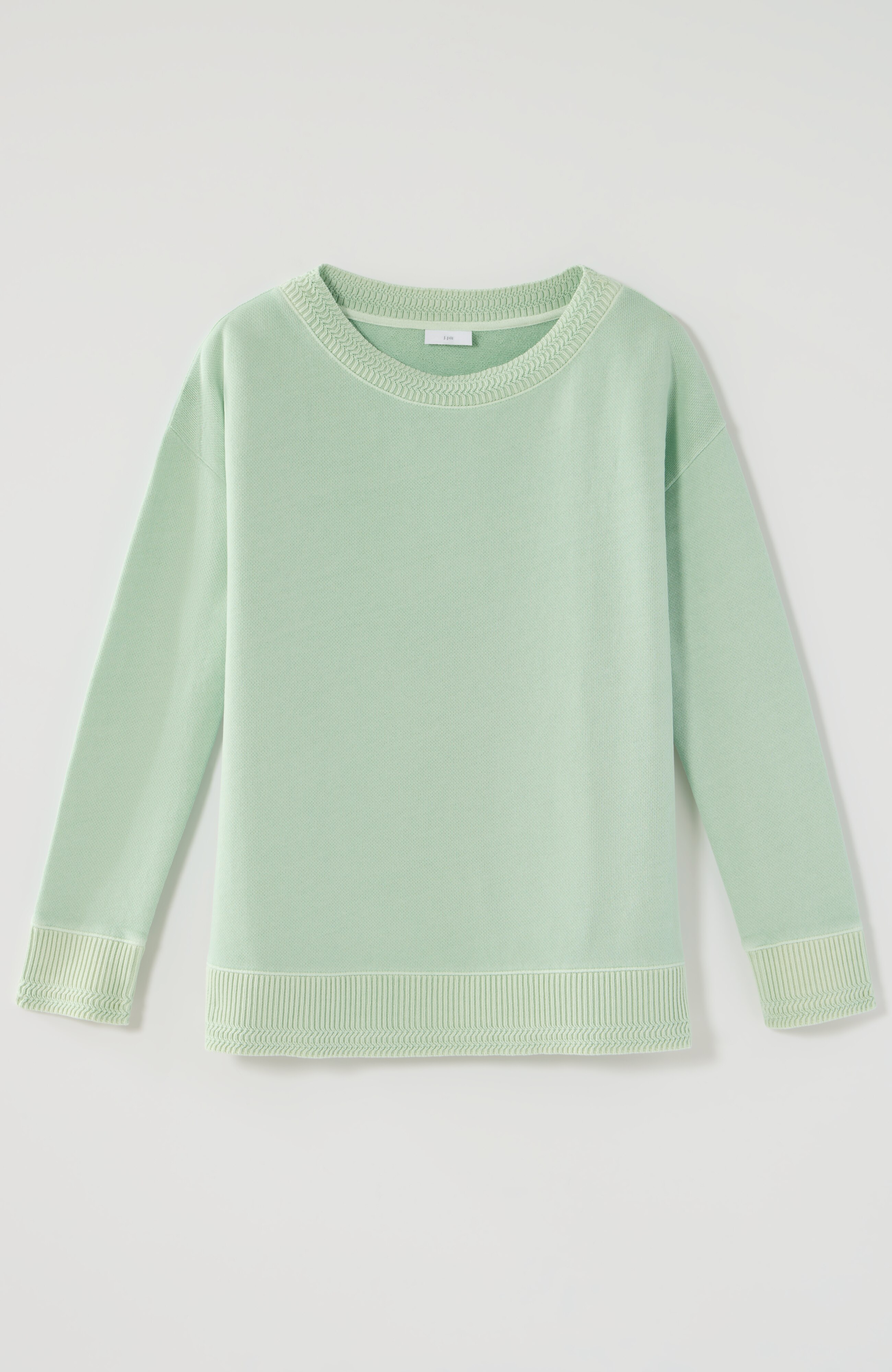 sweater-trimmed garment-dyed pullover