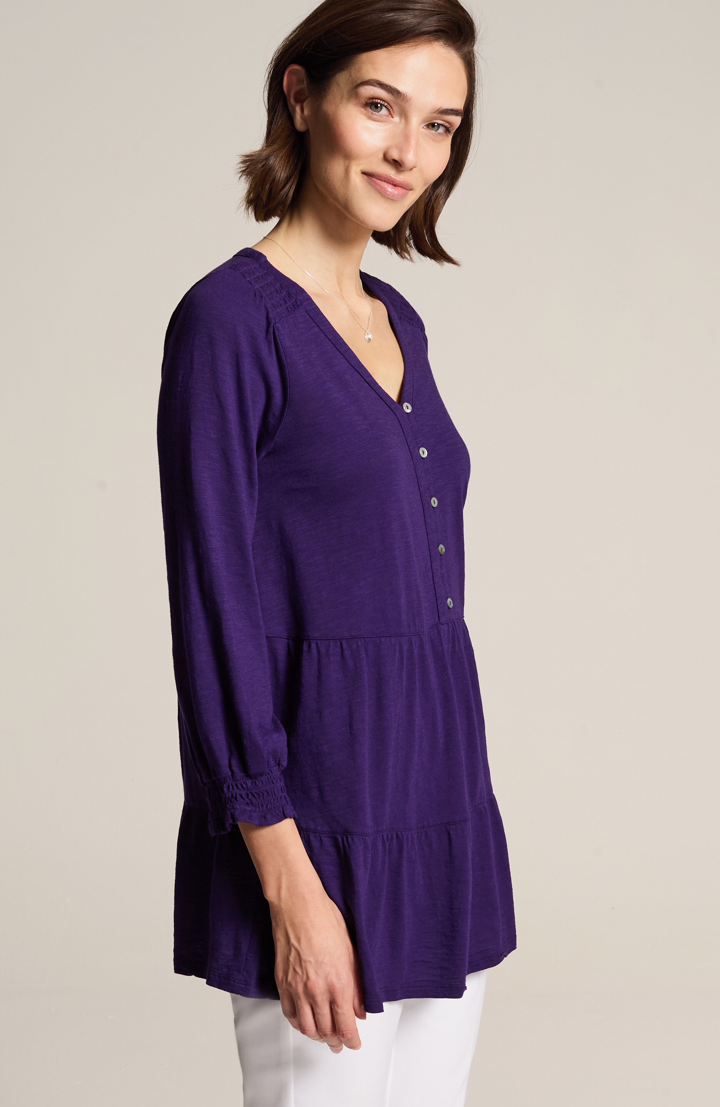 SMOCKED & TIERED TUNIC | JJill