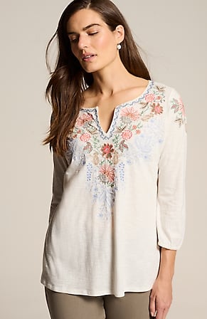 Image for Vintage-Embroidered Floral Top