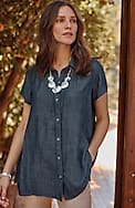 indigo button-front tunic