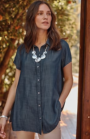 Image for Indigo Button-Front Tunic