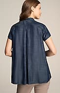 indigo button-front tunic