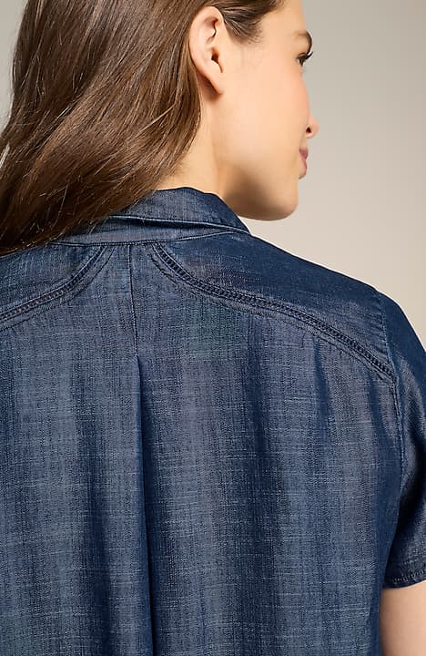 indigo button-front tunic
