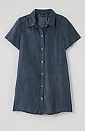 indigo button-front tunic