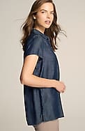 indigo button-front tunic