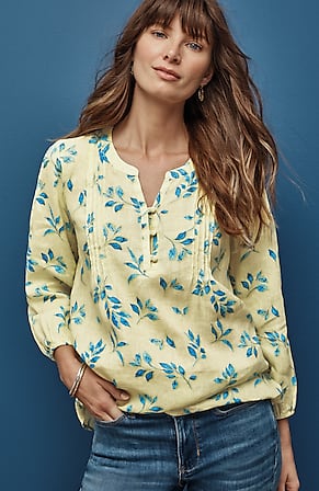 Image for Linen Pintucked Top