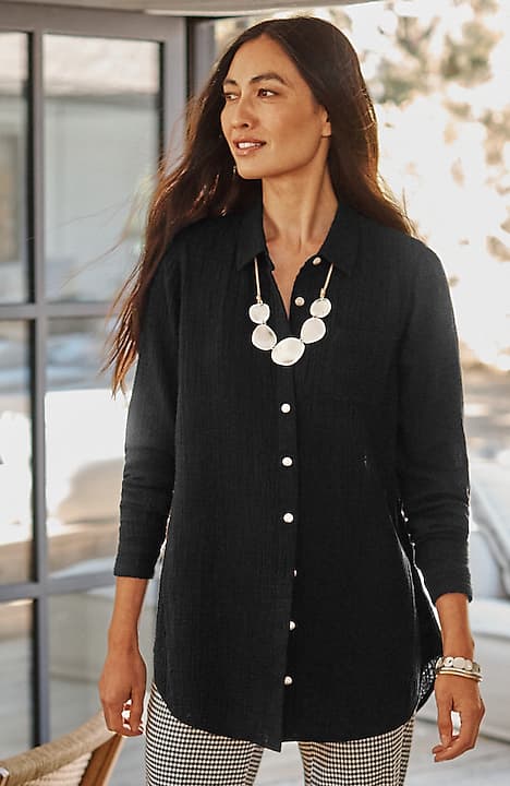 COTTON-GAUZE A-LINE TUNIC JJill