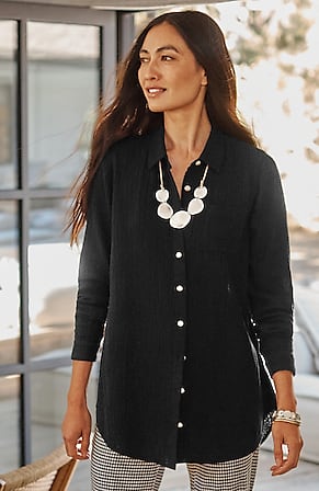 Image for Cotton-Gauze A-Line Tunic