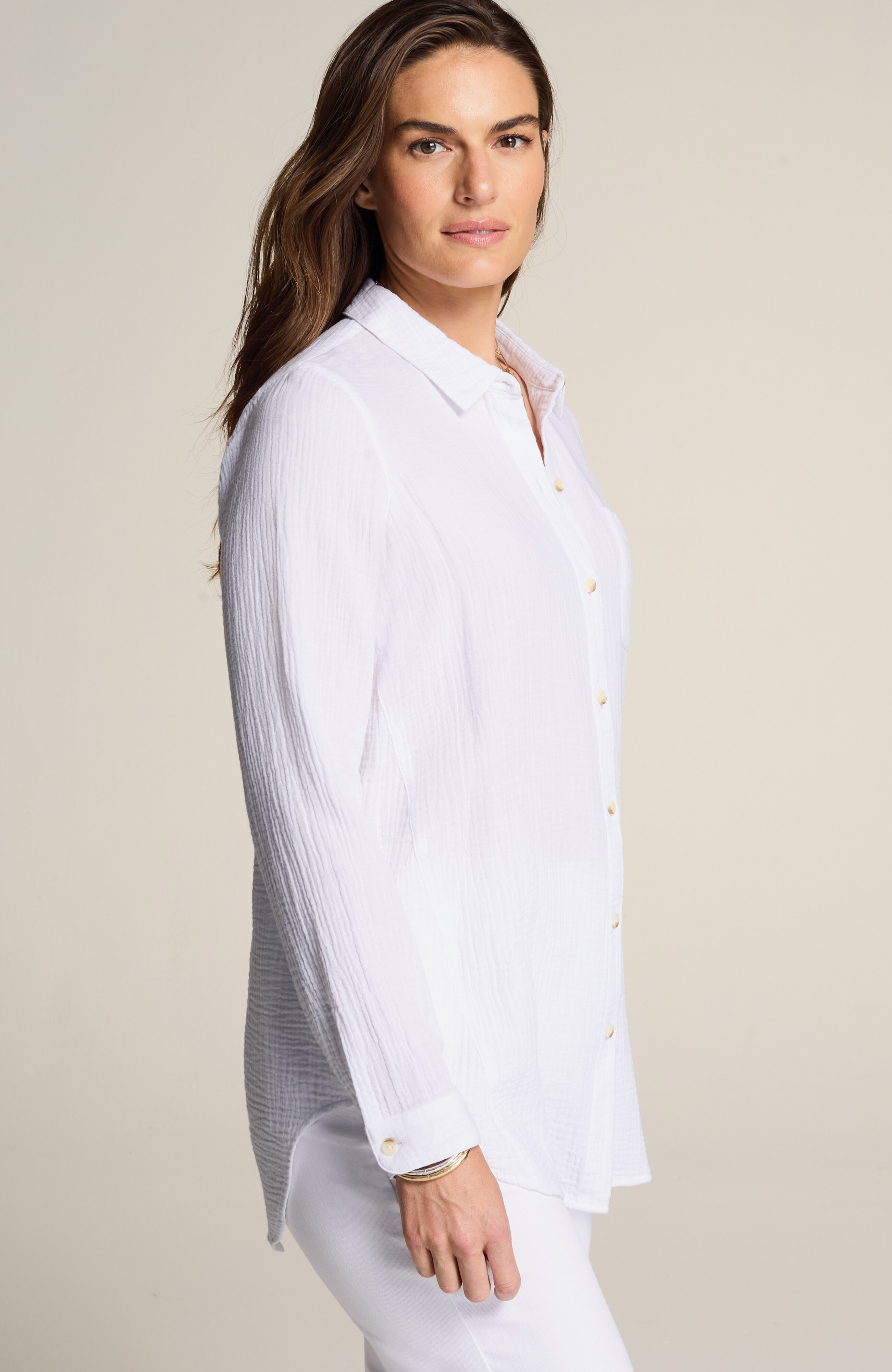 COTTON-GAUZE A-LINE TUNIC | JJill